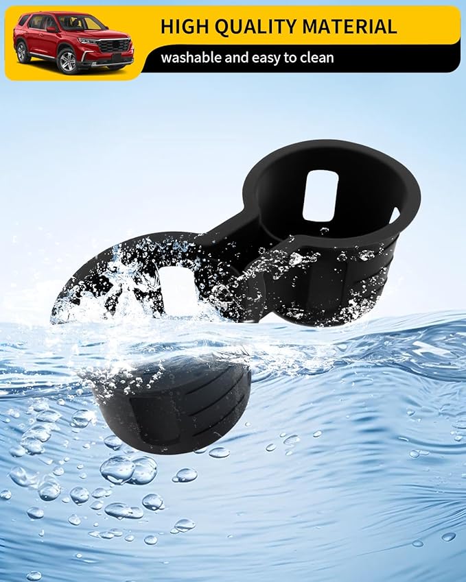 Maxzina Cup Holder Compatible with 2023-2026 Honda Pilot Car Center Console Cup Holder Silicone Insert Storage Box Interior Armrest Organizer for 2024-2026 Honda Ridgeline&Passport Accessories (Black)