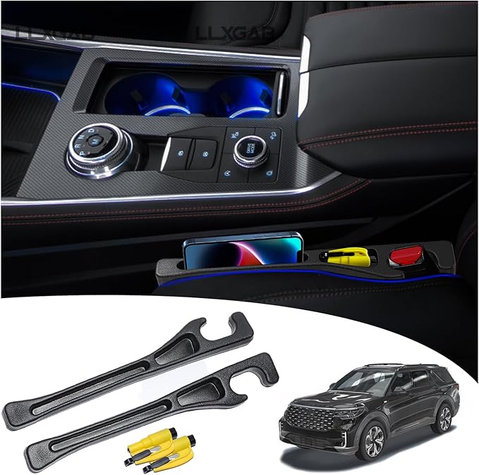 LLXGAB 【Compatible with Ford Explorer】 Side Gap Fille,No Drop Seat Guard for Ford Explorer, Drop Seat Guards for Cars(2Pcs) with Emergency Keychain Car Escape Tool (2Pcs)