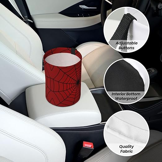 YANGDADA Red Spider Web Car Trash Can Small Portable Car Garbage Bag for Back Front Seat RV's Camping Accessories