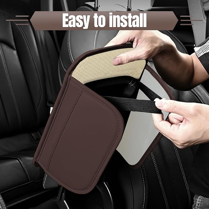 wuyaoyao Bling Car Center Console Cover, 11.81"×7.87" Leather Auto Arm Rest Cover Protector with 2 Storage Bags, Vehicle Crystal Rhinestone Armrest Cushion Pad, Interior Car Accessories (Coffee)