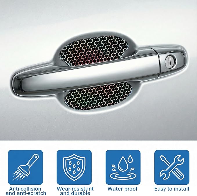 6 Pcs Black Carbon Fiber Car Door Handle Protector, 3D Door Handle Scratch Protector for Vehicles, Universal Cars Accessories for Most Models, Cars Doors Handles Cup Protectors Stickers