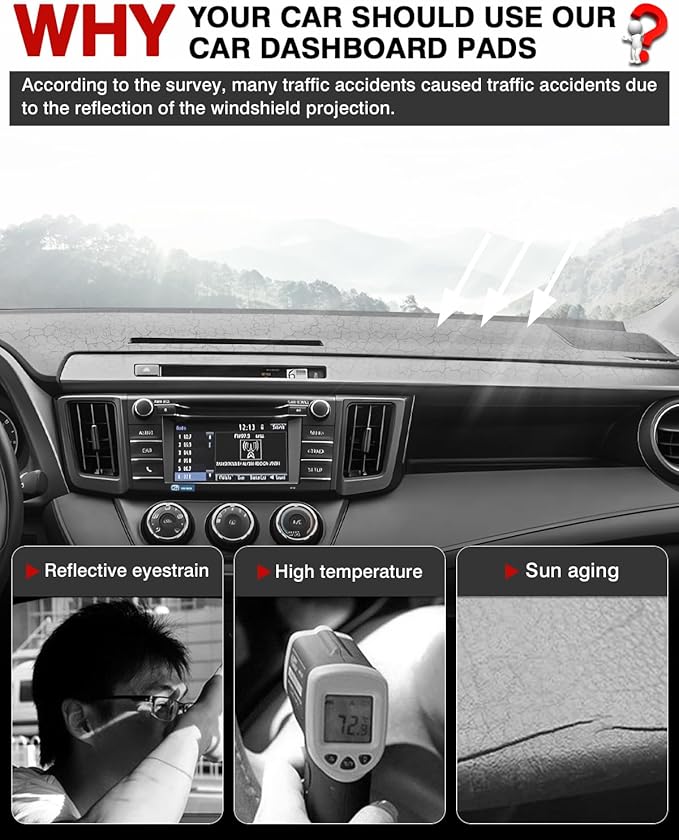 Cartist Custom Fit for Dash Cover Mat Toyota RAV4 2013-2018 Accessories Suede Dashboard Cover Nonslip Dashboard Mat Protector Sunshade No Glare Black