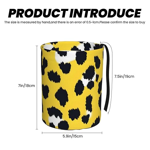 Car Trash Can Hanging, Yellow Leopard Print Waterproof Auto Garbage Bin Universal Vehicle Waste Container, 3.5L Capacity