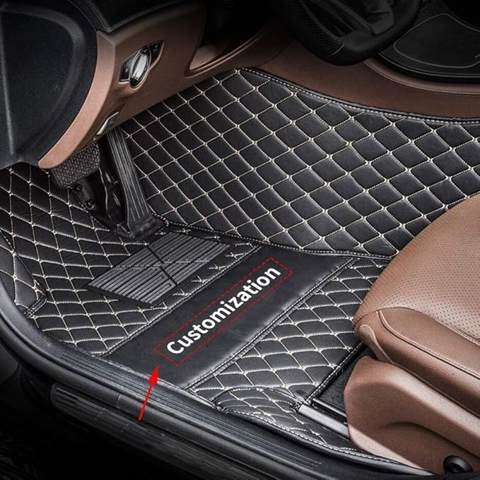 Custom Car Floor Mats Fit 96% Car Model Luxury Leather Waterproof Anti-Skid Full Coverage Liner Front Rear Mat/Set (Dark Blue -3D)