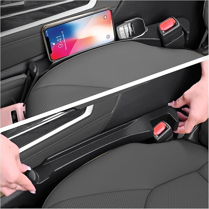 OFBAND 2-in-1 Upgraded Car Seat Gap Filler with Hook,2PCS Double Side Car Seat Gap Plug with Storage Slot,Universal in Between Cars Seats Catcher Cars Interior Accessories