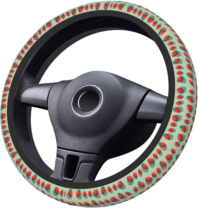 Strawberry Universal Fit Steering Wheel Cover for Car, Truck, and SUV, Durable Steering Wheel Protection