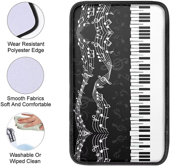 Mintutlipy Piano Car Armrest Cushion Protector for Women Men Universal Automotive Center Console Cover Sweat Proof Dust Proof