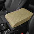Car Center Console Cover, Leather Memory Foam Armrest Cushion Protection Pad, Waterproof Hand Rest Pillow with Height Increase, Universal Car Accessories for Most Vehicles (12.6'*8.5"/ Beige)