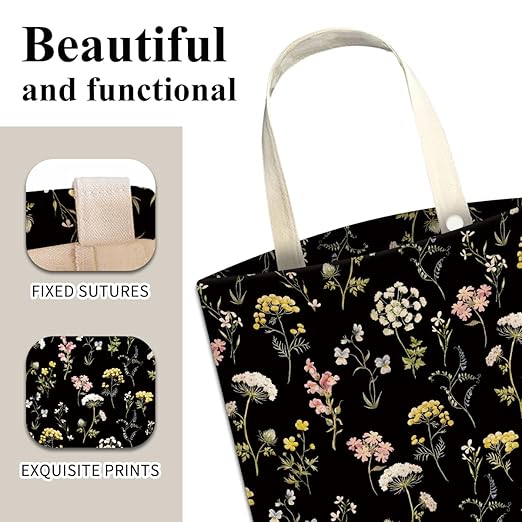 ABUIFDK Car Trash Can, Cute Car Trash Bag, Hanging Car Organizer and Storage Bag, Trash Bin for Car Accessories, Vehicle, Travelling, Camping Cute Black Flowers