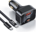 Degeca USB C Car Charger Fast Charging 170W, PD3.1 Single Type-C Port Max Output Power 140W Car Charger with Real-Time Display for MacBook, Laptop, iPhone 17/16/15, Samsung S25, Drone and More Black