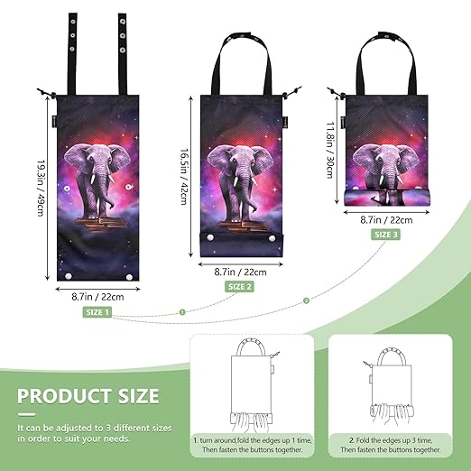 ALAZA Hanging Car Trash Bags Garbage Bag Trash Can for Back Seat Small Elephant 1 Washable Storage Bag Retractable 2 Pack