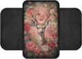 Deer and Floral Print Car Armrest Cover Comfortable Car Armrest Storage Box Mat Wear-Resistan Car Armrest Cover Cushion Car Interior Accessories Protector