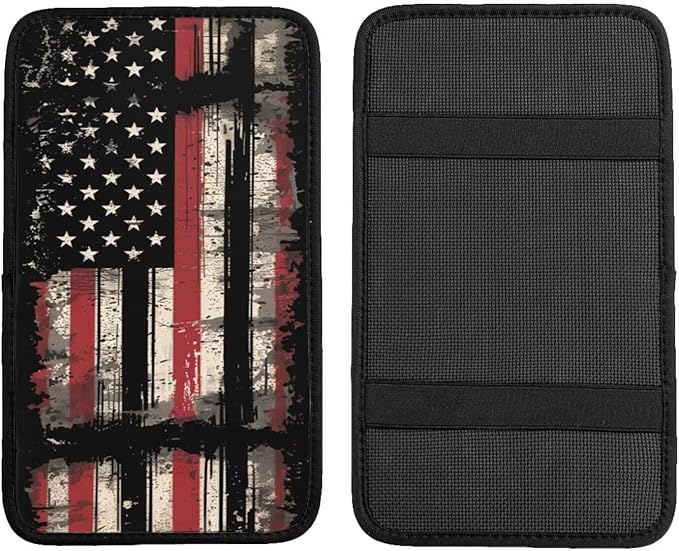 Console Armrest Cover Vintage American Flag Armrest Cover Protector Car Interior Accessories Patriot Patriot Star Stripe Car Center Console Cushion Pad for SUV, Truck, Sedans