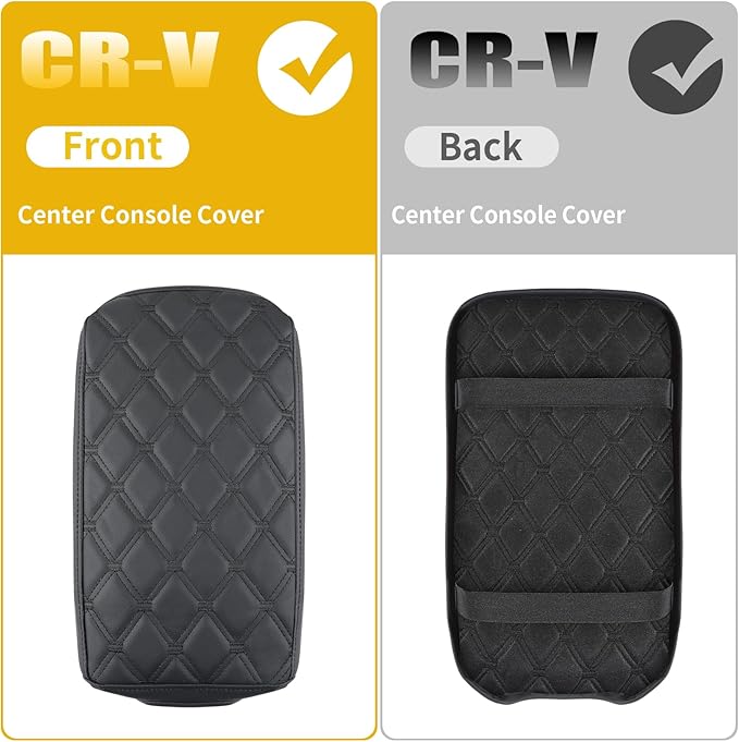 GIANT PANDA Custom Fit Car Center Console Armrest Cover for Honda CRV 2023 2024 2025,Waterproof Faux Leather Middle Console Cover Arm Rest Lid Cover Protector - Full Protection - Black