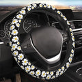White Daisy Neoprene Steering Wheel Cover for Men Women Anti-Slip Elastic Steering Wheel Protective Cover 15in Universal Car Accessories Fit Cars, SUVs, Auto
