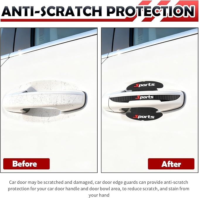8PCS Car Door Handle Protector Anti-Scratch,Sport Style Car Door Handle Scratch Protector for Decoration & Protection,Universal Cars Handles Protectors as Cars Doors Edge Guards