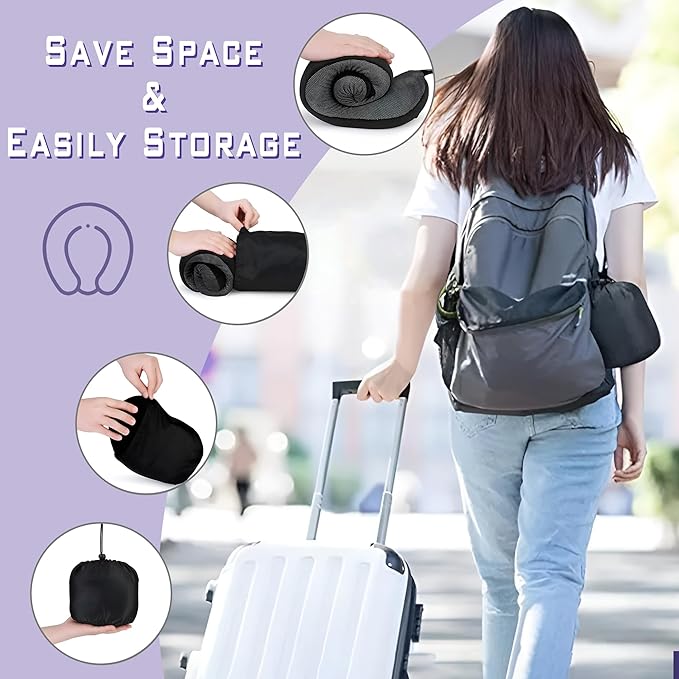 Phent zari Neck Travel Pillow, Upgraded Memory Foam Pillow for Airplane, Machine Washable, Adjustable Flight Pillow, Suitable for Sleeping Airplane, Car, Office and Home (Grey)