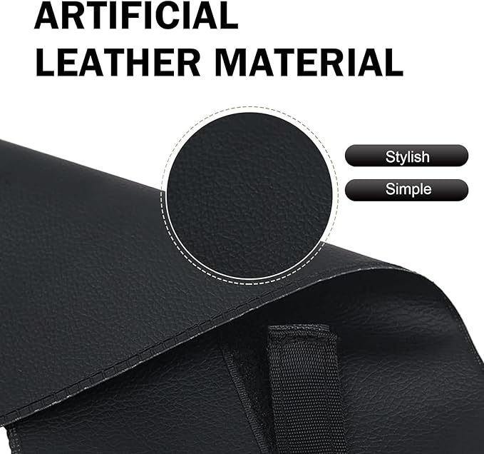 Car Umbrella Storage Bag, Waterproof Foldable Suspension Pouch for Long and Short Handle Umbrellas, Faux Leather Organizer with Hook and Loop Fastener, Universal Organizer for Car (Black)