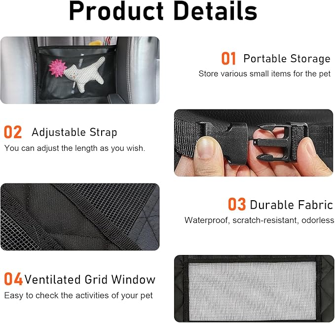 Car Mesh Organizer, Purse Holder for Car, Multifunctional Backseat Barrier Net, Universal Barrier of Backseat Pet Kids (Black)