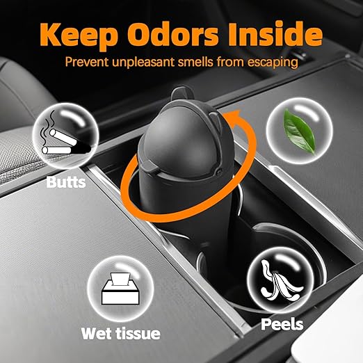 LoopTime Leakproof Car Trash Can,Mini Car Trash Bin for SUV and Truck,Small Cars Garbage Can,Waterproof Automotive TrashCan for Vehicle,Home,Office,Multipurpose,Easy to Clean (Black Silicone)