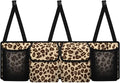 Brown Leopard Car Trunk Organizer Vehicle Seatback Hanging Storage Container with Pockets Sapce-saving Car Interior Accessories