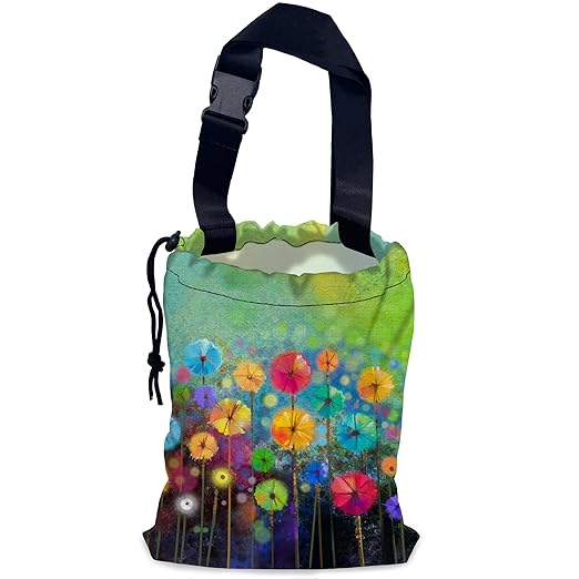 NHNXHWIA Watercolor Floral Car Trash Bag,Hanging Drawstring Car Garbage Bag, Waterproof Canvas Car Back Seat Organizer with Adjustable Buckle, for Vehicles, SUVs, Camping, Road Trips