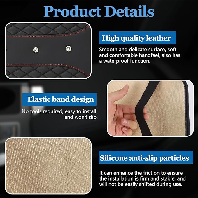 Bling Crown Car Center Console Cover, 12.7"×7.7" Armrest Cover for Cars, Waterproof Leather Arm Rest Box Pad Cushion, Universal Middle Console Cover Protector, Car Accessories (Black)