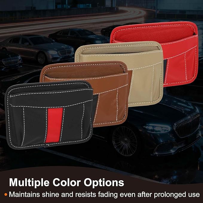 HARFINGTON Car Seat Side Pocket Organizer PU Leather Auto Door Console Storage Bag Car Seat Gap Filler Multifunctional Car Pocket Pouch for Keys Coins Phone Sunglasses, Brown