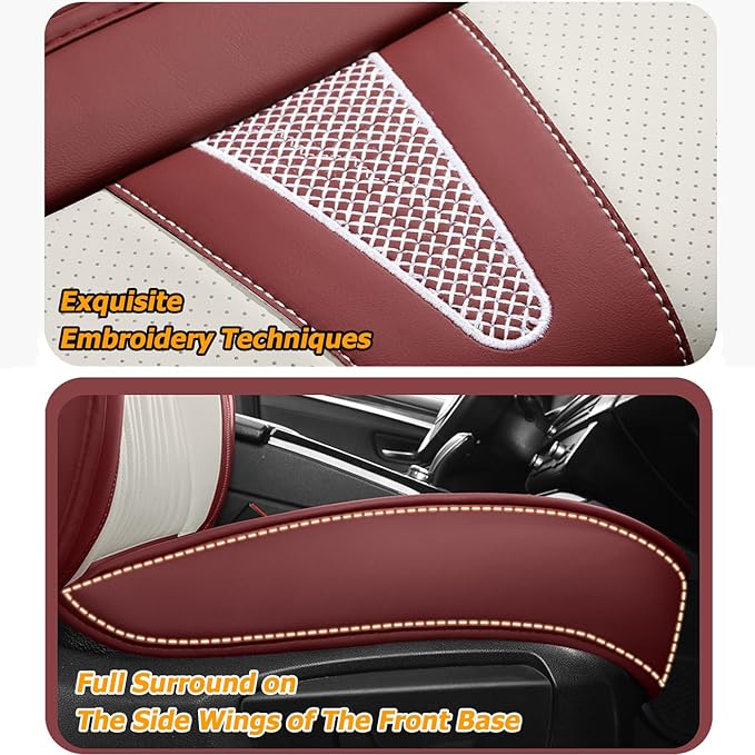 Car Seat Covers for 2 Seats - Nappa Leather 3D Foam Back Support, Super Breathable, All Season Car Seat Cushion with Storage Bags, Universal Fit for Most Cars, Colour- Black