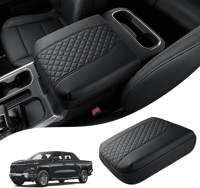 Autorder Center Console Cover for 2019-2025 2026 Chevy Silverado/GMC Sierra Accessories Armrest Cushion Cover Nappa Leather Middle Console Covers Console Cushion Pad Anti-Scratch(Bucket Seat Only)