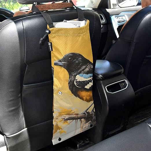 ALAZA Hanging Car Trash Bags Garbage Bag Trash Can for Back Seat Small Bird Washable Storage Bag Retractable 2 Pack