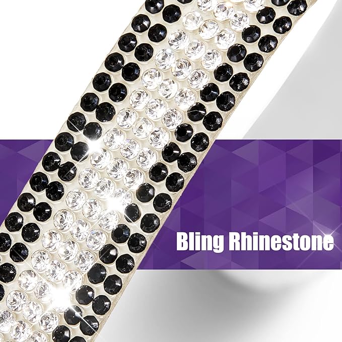 Frienda 10 Pieces Bling Car Accessories for Women Bling Car Door Handle Protector Door Handle Covers for Car Rhinestone Car Bowl Protector Accessories Women Stickers(Black White)