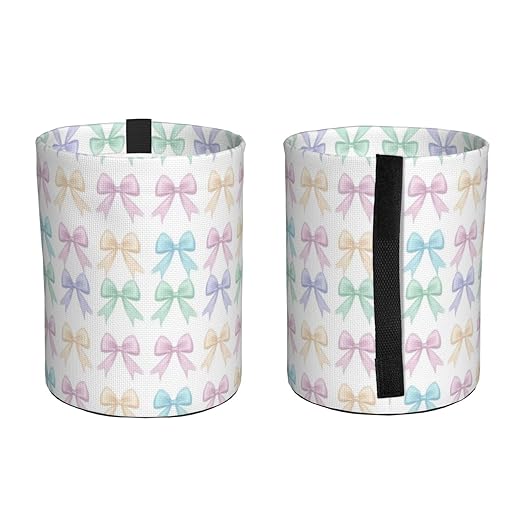 Pastel Ribbon Bows Car Trash Can Leak-Proof Waterproof Hanging Trash Bin Collapsible Garbage Can for Car Accessories Travelling Camping