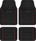 Skechers Memory Foam Car Mats,Leather Piping Floor Mats with Anti-Slip Pad,Universal Waterproof Fit Automotive Floor Mats for SUV,Vans,sedans,Trucks,Full Set 4pcs Red