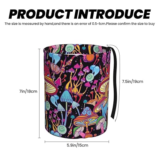 BEIANSHUO Doodle Mushrooms Car Trash Can Collapsible Garbage Can,Hanging Trash Bag Water Proof with Suitable for Storage for Car Interiors,Home