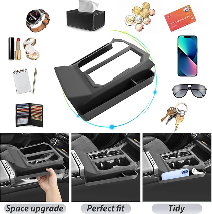 SKTU 2PCS for 2026 Toyota RAV4 Center Console Mat for 2026+ Toyota RAV4 (LE/SE/XLE Premium/Woodland/XSE/Limited) Non-Slip Console Pad & Gear Shift Panel 2026 RAV4 Accessories Side Storage Box