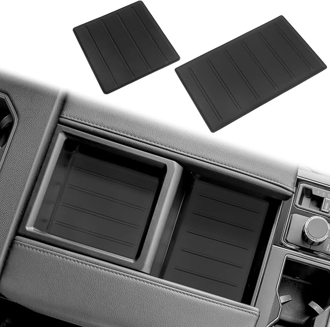 YOJOJOCO 2PC Center Console Tray Liner Compatible with Toyota 2022-2026 Tundra (Only Fit SR,SR5,Limited) & 2023-2026 Sequoia Accessories Center Console Organizer Protective Pad