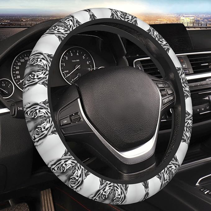 Neoprene Steering Wheel Cover Cool Tiger Car Steering Wheel Cover Universal Fit for Most Cars