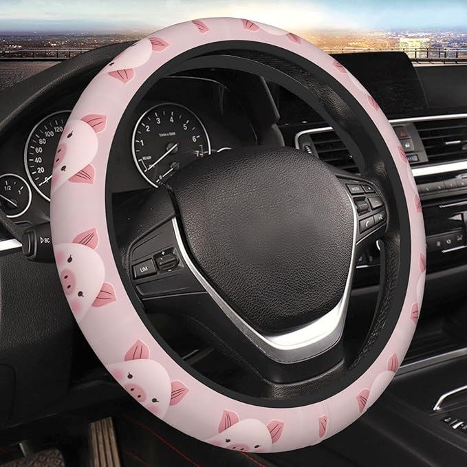 Fashion Piggy Cute-Pig Cartoon Universal Fit Steering Wheel Cover for Car, Truck, and SUV, Durable Steering Wheel Protection