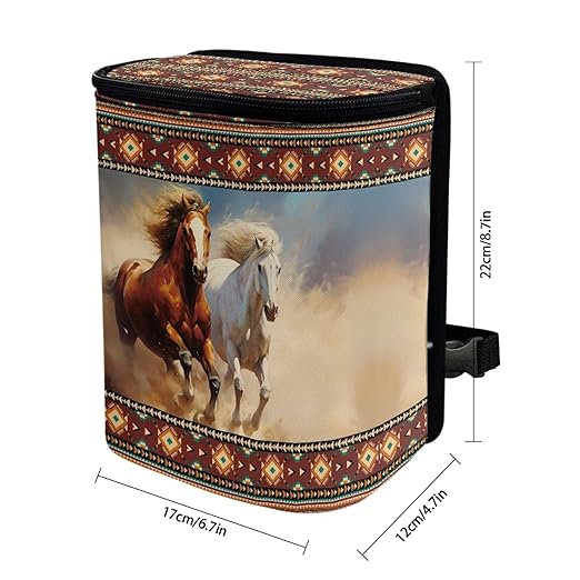 DISNIMO FWestern Horse Car Trash Can Bin Cute Car Garbage Can Leakproof Car Accessories Trash Bin Car Dustbin Organizer Container for Car Office Home
