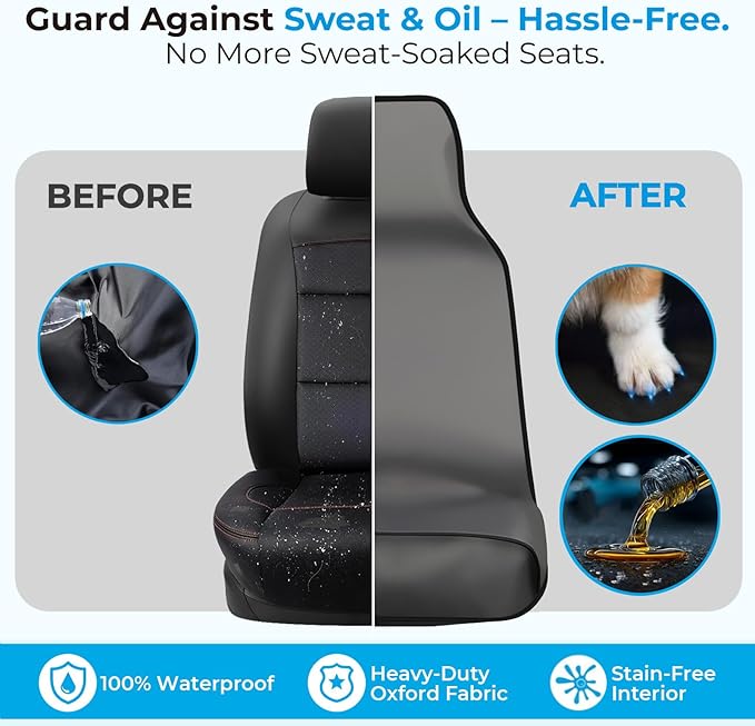 Xokaimeo Waterproof Front Seat Covers Grey - Washable Front Car Seat Protectors with Anti Slip Bottom - Durable Auto Seat Cushions Universal Fit for Vehicles Cars SUV Trucks