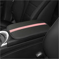 Car Center Console Cover,Leather Arm Rest Cover for Car Keep Scratches on Center Console,Striped Patchwork Middle Console Cover Car Accessories Interior for Most Vehicles (Black/Pink)