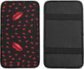 Car Armrest Cover Auto Center Console Pad Arm Rest Cushion Soft Car Accessories Universal for Most Vehicle (Bright Red Lips Pattern Design)