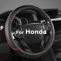 GIANT PANDA Microfiber Leather Steering Wheel Cover for Honda Accord,Civic,CR-V,HR-V,Pilot(Diamond-Pattern-Black+Red Line-Standard Size)
