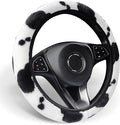 ALEMODR Cow Print Plush Steering Wheel Cover Fluffy Winter Warm Universal 15 inch for Women Girls