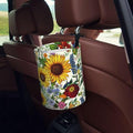 Spring Wildflowers Car Trash Can Garbage Cans Foldable,Cute Hanging Car Organizer and Storage Bag Leak Proof, Auto Back Seat Trash Bin Universal for Truck, SUV, Outdoor Travel