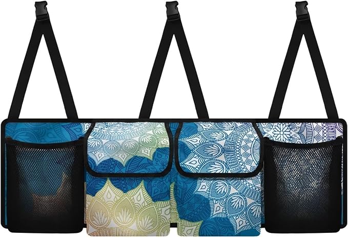 Mandala Car Trunk Organizer,Super Capacity Car Organizer SUV, Equipped with Robust Elastic Net, Hanging Car Storage Organizer with Lids, Space Saving Expert