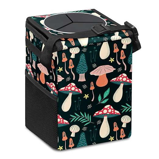 GVGHIDZ Car Trash Can – Multi-Purpose, Lightweight and Portable with Durable Water-Resistant Coating, No Installation Required, Practical and Ample Capacity, Variety of Colors.Mushroom