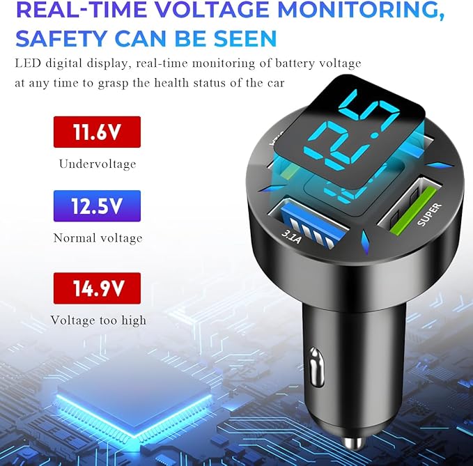 Augeny USB C Car Charger, 4 Port Auto Fast Charger with USB 66W, Cigarette Lighter USB Automotive Adapter Compatible with Most Mobile Cell Phone, Car Accessories (66W)