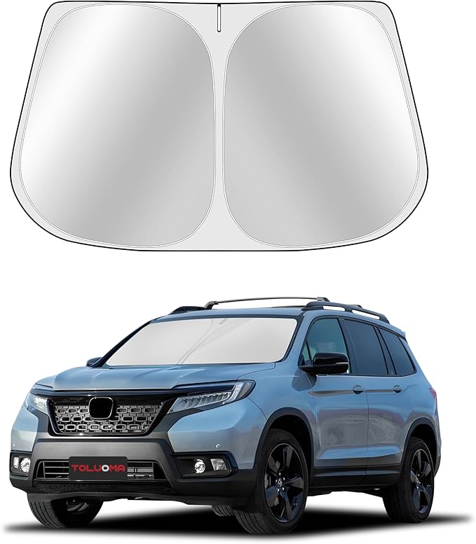 Toluoma Custom Fit Windshield Sun Shade for Honda Passport 2019-2025 - Full Coverage, 210T Reflective Fabric, Double-Layer Design - Blocks 99% UV Rays, Keeps Car Cool, Easy to Install and Store
